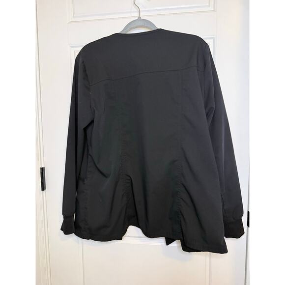 Cherokee Black Lab coat Scrubs Size Large Snap front Jacket Medical - Picture 3 of 9